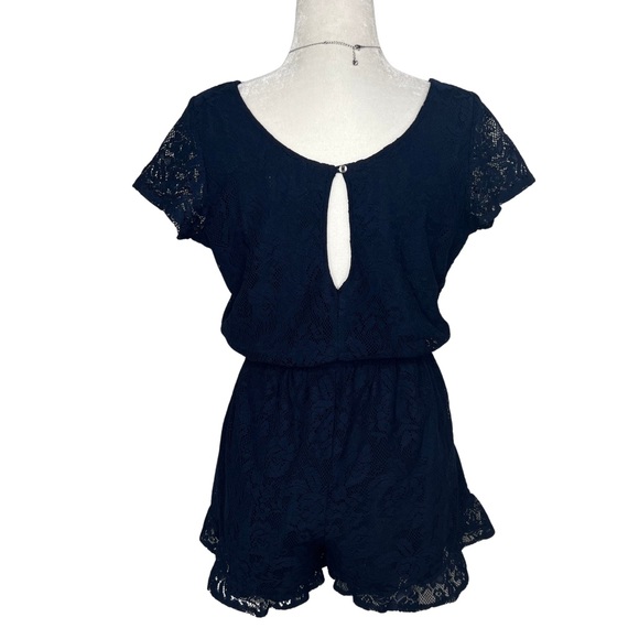 ❌SOLD❌ Abercrombie & Fitch Lace Ruffle Detail Romper, Navy Blue, Medium - Picture 16 of 17